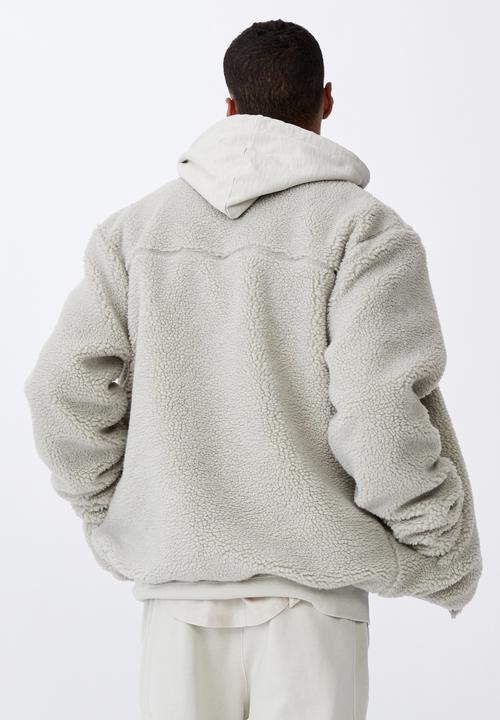 Cotton On - Pocket teddy zip thru - light grey