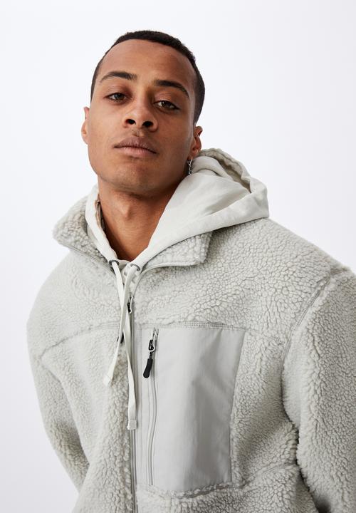 Cotton On - Pocket teddy zip thru - light grey