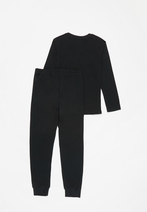 Pop Candy - Long sleeve tee & pants pj set - black