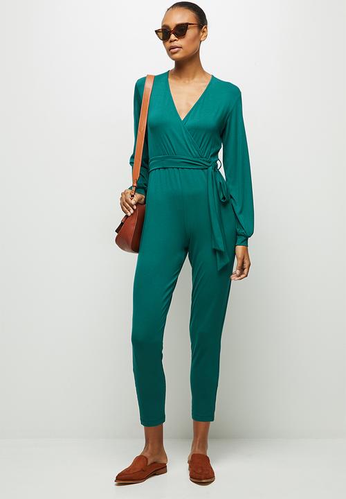 edit - Balloon sleeve wrap jumpsuit - green