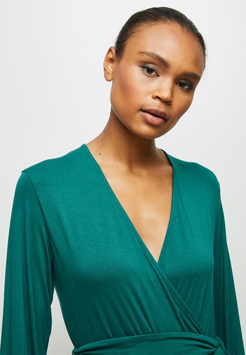 edit - Balloon sleeve wrap jumpsuit - green