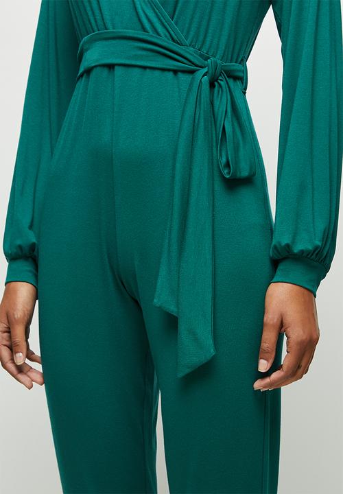 edit - Balloon sleeve wrap jumpsuit - green