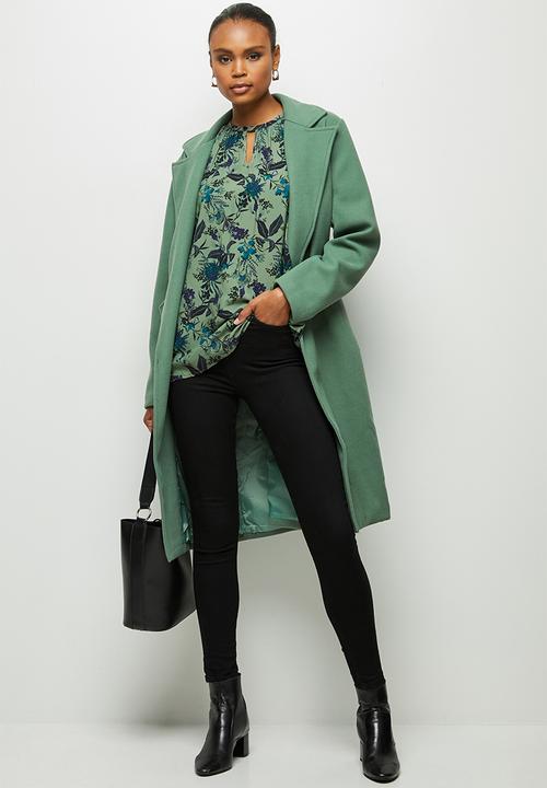 edit - Longline balloon sleeve blouse - green 