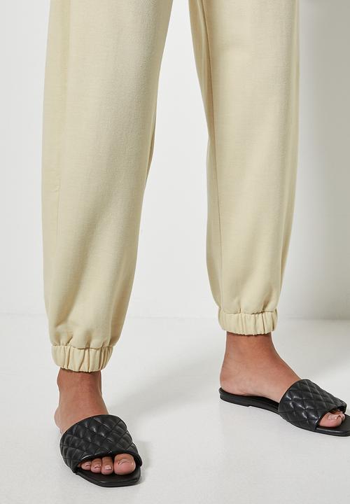 VELVET - Slouch fleece tapered leg track pant - cream