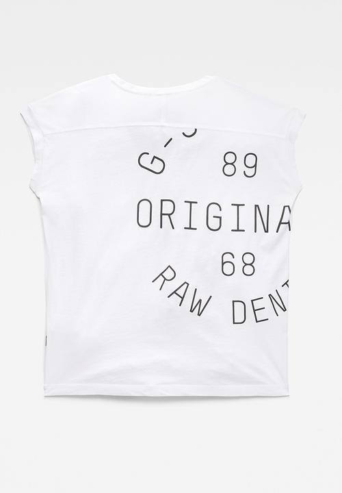 G-STAR - Backprint loose v-neck top - white