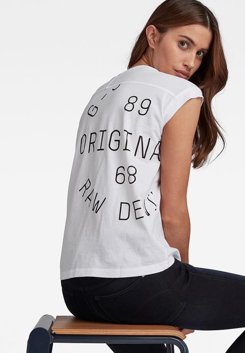G-STAR - Backprint loose v-neck top - white