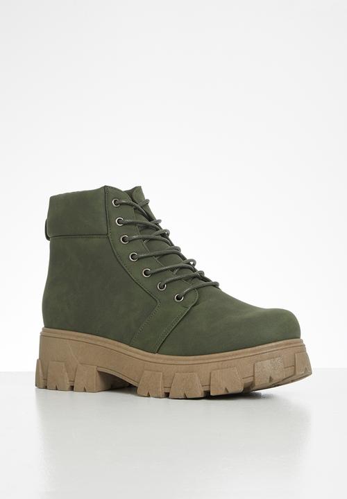 Seduction - Chunky combat boot - olive