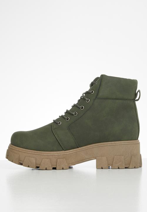 Seduction - Chunky combat boot - olive