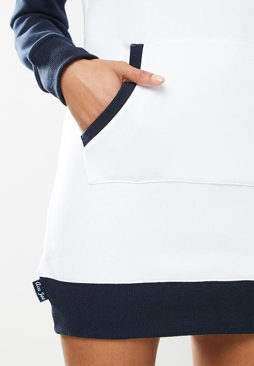 Aca Joe - Hoodie pocket dress - navy & white