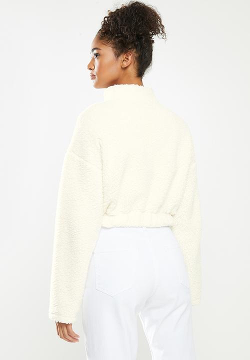 Blake - Sherpa fleece cropped jacket - milk