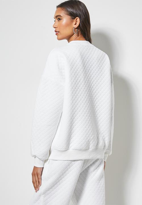 Superbalist - Quilted crew neck sweat - white