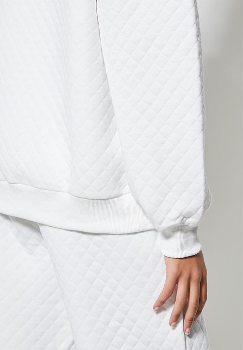 Superbalist - Quilted crew neck sweat - white