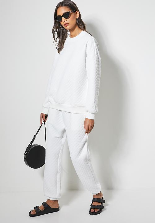 Superbalist - Quilted crew neck sweat - white