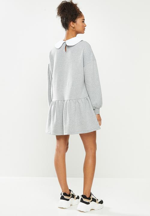 Blake - Peterpan drop waist mini dress - grey melange