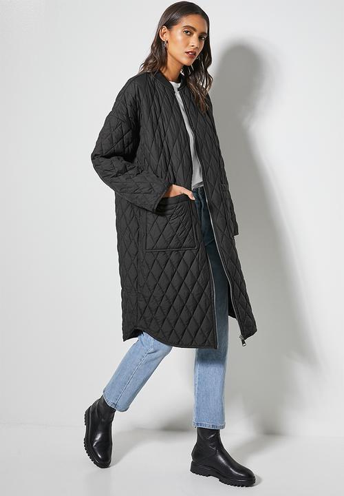 Superbalist - Quilted midi puffer - black