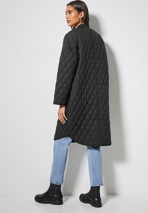 Superbalist - Quilted midi puffer - black
