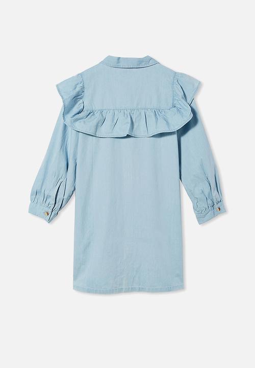 Cotton On - Lara frill dress - bleach wash