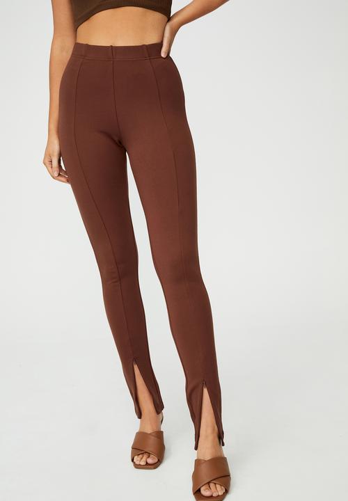 Cotton On - Zip front ponte legging - chocolate brown