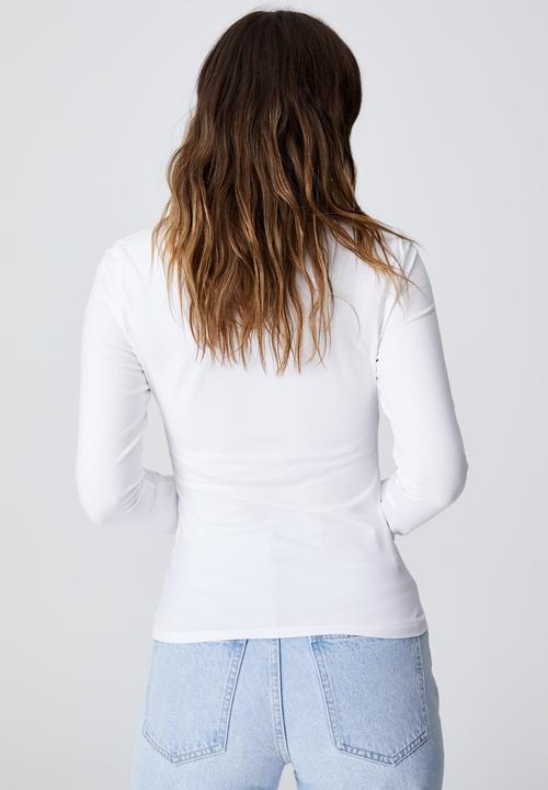 Cotton On - The everyday scooped long sleeve top - white