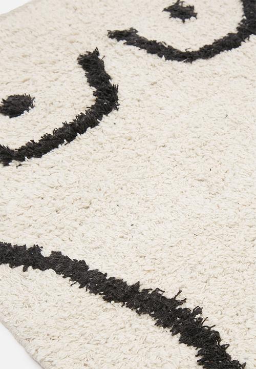 Sixth Floor - Lines tufted bath mat - black & neutral 
