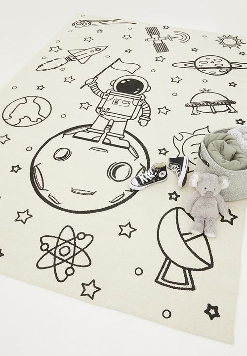 Sixth Floor - Astro  printed rug - black & cream