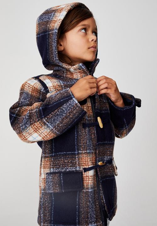 Cotton On - Lennon duffle coat - navy & brown
