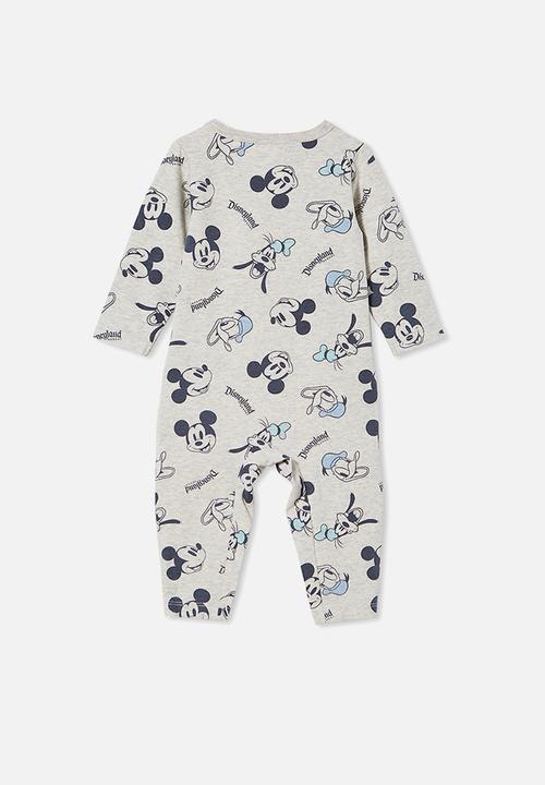 Cotton On - The long sleeve snap romper lcn - grey