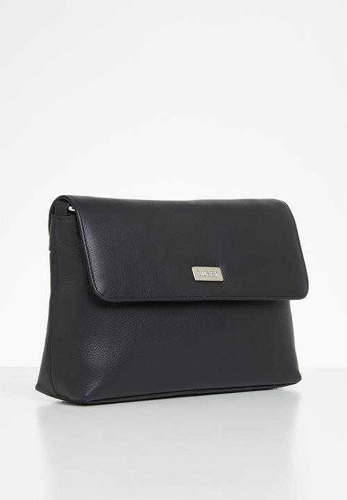 BUSBY - Bardot flap over crossbody - black