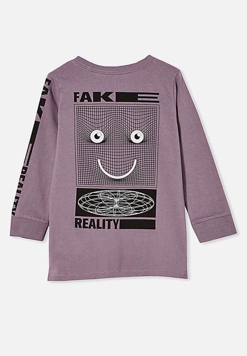 Cotton On - Max long sleeve tee - dusk purple/vr smile