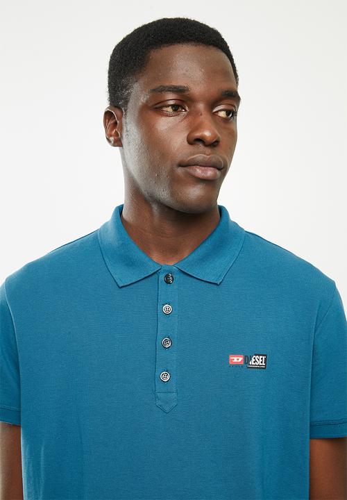 Diesel  - T-weet-split polo shirt- dark teal