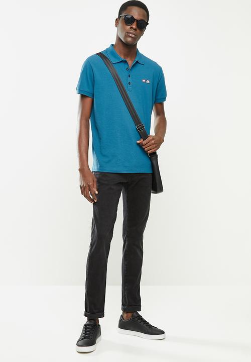 Diesel  - T-weet-split polo shirt- dark teal