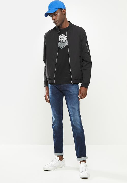 Replay - Replay organic cotton tri-angel print tee - black