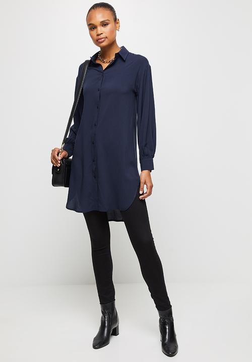 edit - Longline pocket detail shirt - navy