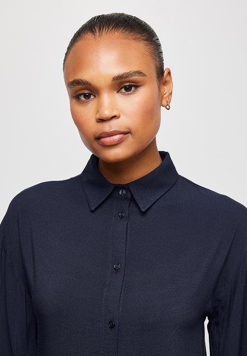 edit - Longline pocket detail shirt - navy