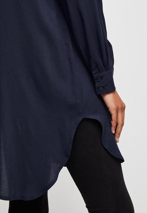 edit - Longline pocket detail shirt - navy