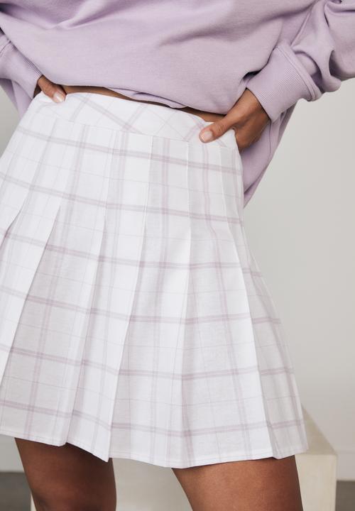 Factorie - Pleated skirt - taya check_white pale violet