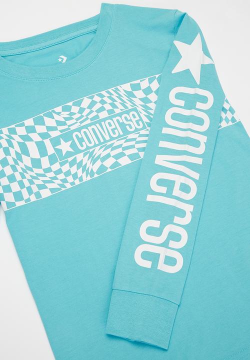 Converse - Cnvb warped checker logo tee - light blue