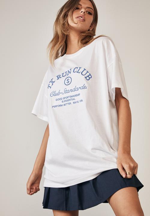 Factorie - Oversized graphic t shirt - white/tx run club