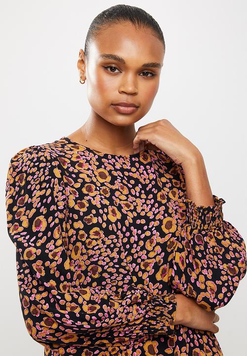 Vero Moda - Sandra long sleeve neck short dress - black