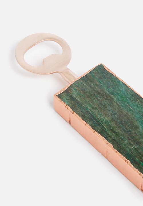 Sixth Floor - Agate bottle opener - green & rose gold