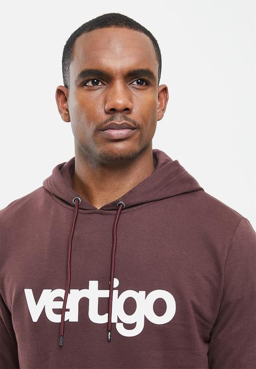 Vertigo - Mens Vertigo sweater pullover hoodie - burgundy