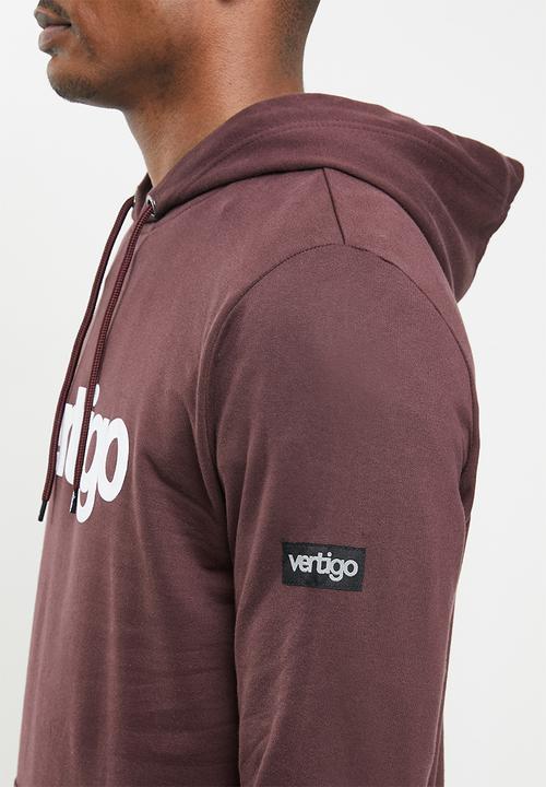 Vertigo - Mens Vertigo sweater pullover hoodie - burgundy