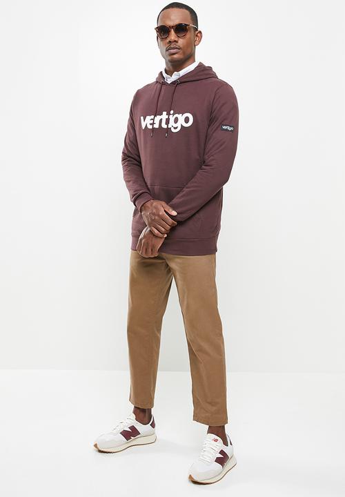 Vertigo - Mens Vertigo sweater pullover hoodie - burgundy