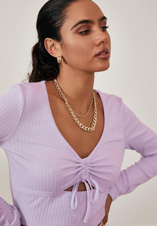 Factorie - Ls ruched cut out top - pale violet