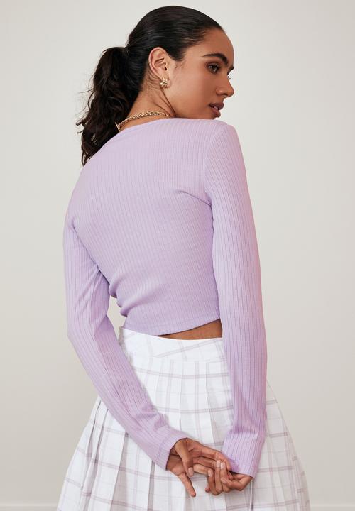 Factorie - Ls ruched cut out top - pale violet