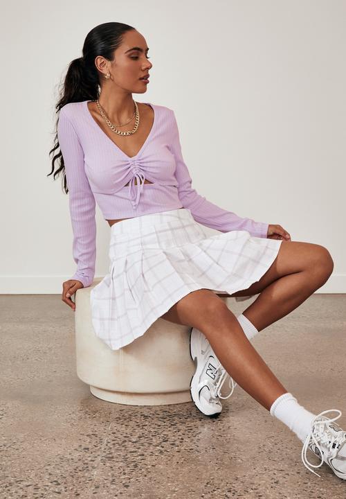 Factorie - Ls ruched cut out top - pale violet
