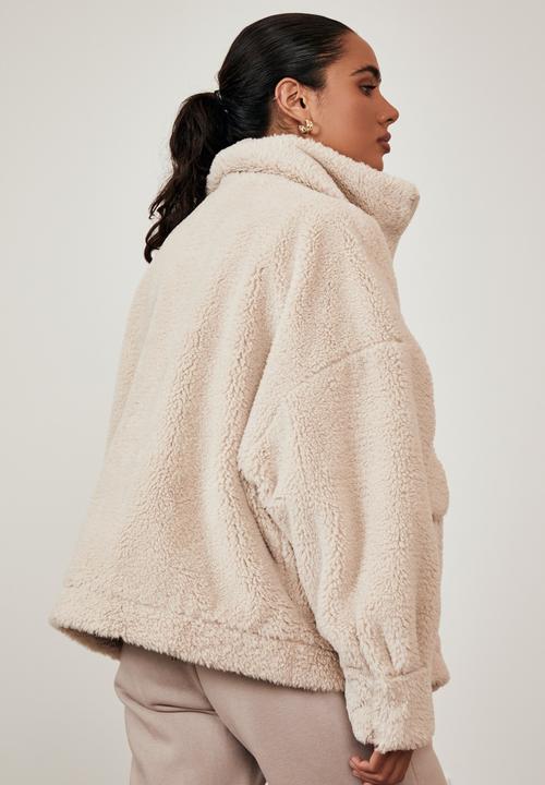 Factorie - Utility fur teddy jacket - pumic stone