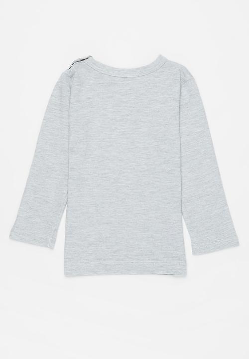 Pop Candy - 2 Pack long sleeve dino tee - grey & navy 