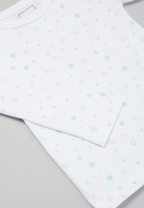 Pop Candy - 2 Pack long sleeve star tee - blue & white 