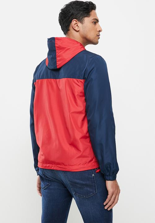 Aca Joe - Aca joe colour blocked zip thru windbreaker - navy & red